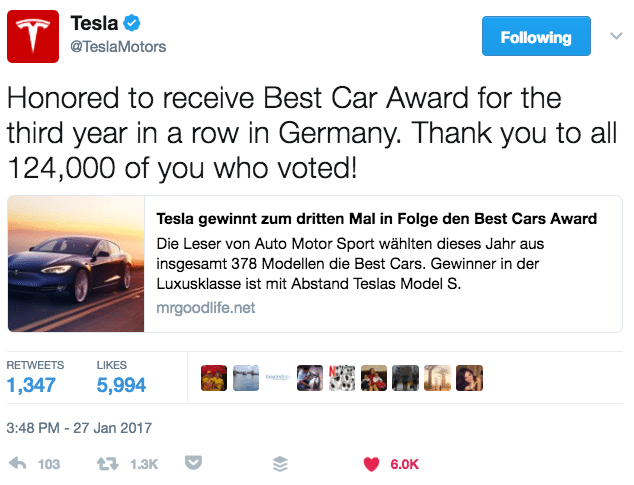 Tesla Media Mention